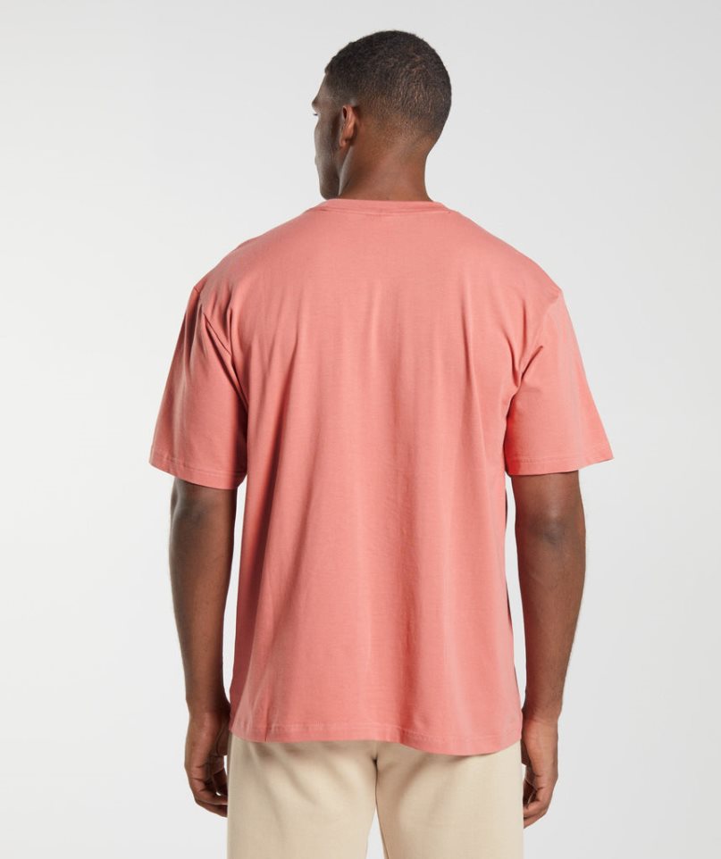 Men's Gymshark Essential Oversized T-Shirts Pink | NZ 3CXLRN